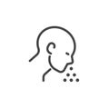 Icon on Symptoms Cold or Flu, Viral or Bacterial Disease and Allergy. Line Sign Sneezing Man Vector Pictogram in Outline