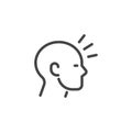 Icon Symptoms Virus Infection. Line Symbol Acute Headache or Migraine, Head of Man With sign of Pain. Vector Pictogram.