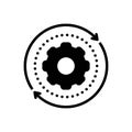 Black solid icon for Sync, cogwheel and data Royalty Free Stock Photo