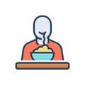 Color illustration icon for Taken, restaurant and person