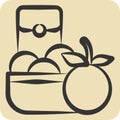 Icon Tangerine. related to Chinese New Year symbol. hand drawn style. simple design editable