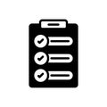 Black solid icon for Task, clipboard and agreement Royalty Free Stock Photo