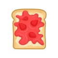 Flat vector icon of tasty sandwich. Toasted bread strawberry jam. Sweet snack for breakfast or lunch. Food theme Royalty Free Stock Photo