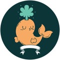 icon of tattoo style happy squirting whale character