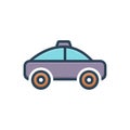 Color illustration icon for Taxi, street and travel