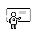 Black line icon for Teaching, teach and student