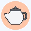 Icon Teapot - Color Mate Style - Simple illustration,Editable stroke