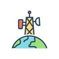 Color illustration icon for Telecommunications, telecom and internet