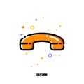Icon of telephone handset which symbolizes decline phone call for help and support concept. Flat filled outline style Royalty Free Stock Photo