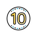 Multi color icon for Ten, number and dicker Royalty Free Stock Photo