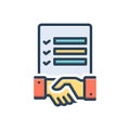 Color illustration icon for Tender, proposal and agreement