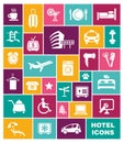 Flat icons on a hotel theme. Vector illustration Royalty Free Stock Photo