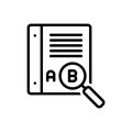Black line icon for Thesaurus, word book and dictionary