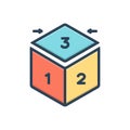 Color illustration icon for Third, dice and number