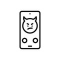 Black line icon for Threatened, threatening phone and bluster