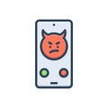 Color illustration icon for Threatened, threatening phone and appall