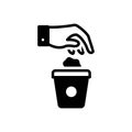 Black solid icon for Throw, trash bin and garbage