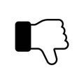 Black solid icon for Thumb Down, down and gesture Royalty Free Stock Photo
