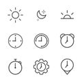 Icon time and clock vector, thin line style Royalty Free Stock Photo