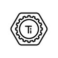 Black line icon for Titanium, periodic and material