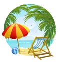 Icon to the beach and sun lounger Royalty Free Stock Photo