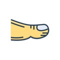 Color illustration icon for Toe, anatomy and barefoot