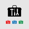 Icon toolbox with tools hammer, screwdriver, wrench