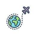 Color illustration icon for Tourism, touring and airline Royalty Free Stock Photo
