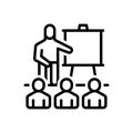 Black line icon for Training, instruction and teacher