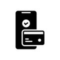 Black solid icon for Transaction, card and electronic Royalty Free Stock Photo