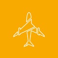 Icon of transparent airplane, plane on orange background vector illustration.