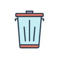 Color illustration icon for Trash, dustbin and garbage