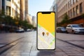 Icon travel phone navigation direction location map street smartphone road concept gps city