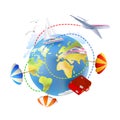 Icon of traveling around the globe Royalty Free Stock Photo