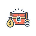 Color illustration icon for Treasures, riches and valuables