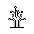 Black line icon for Tree, network and circuit Royalty Free Stock Photo