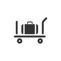 Icon of a trolley with hand luggage. baggage transportation at airports and train stations