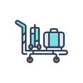 Color illustration icon for Trolly, luggage and airport