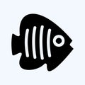 Icon Tropical Fish. suitable for seafood symbol. glyph style. simple design editable. design template vector. simple illustration Royalty Free Stock Photo