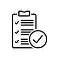 Black line icon for True, document and review Royalty Free Stock Photo