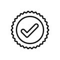 Black line icon for True, correct and right Royalty Free Stock Photo