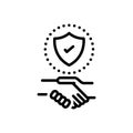 Black line icon for Trust, keep faith and hand shake Royalty Free Stock Photo