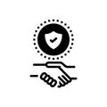 Black solid icon for Trust, keep faith and handshake Royalty Free Stock Photo
