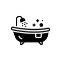 Black solid icon for Tub, baths and bathtub