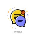 Icon of two cute speech bubbles for new message concept