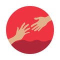 Icon of two hands reaching out to each other on a white background. Vector illustration. EPS 10