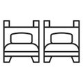 Icon of two isolated beds. Vector symbol