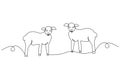 Icon two sheep. Simple line art. Peaceful farm animals. Vector illustration. EPS 10. Royalty Free Stock Photo