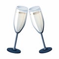 Icon, Two slim glasses clinking together, filled with a golden bubbly liquid Royalty Free Stock Photo