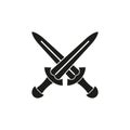 Icon of two swords. Battle badge. Simple vector illustration on a white background Royalty Free Stock Photo